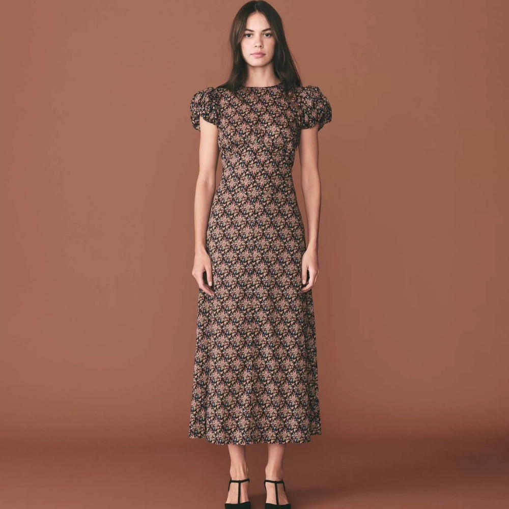 Doen - Rhodia Dress - Small - Noir Forest Floral - EUC